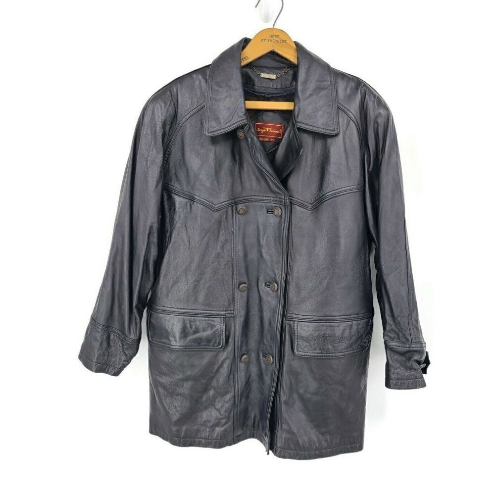 Vintage Sergio Valente Leather Jacket Womens 77/XL? Black Coat Lined